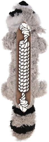 KONG Scrunch Knots 2 Pack Dog Toy – Stuffing-Free Plush with Internal Knotted Ropes & Squeaker – Durable Tug & Chew Toy (Raccoon, Medium/Large)