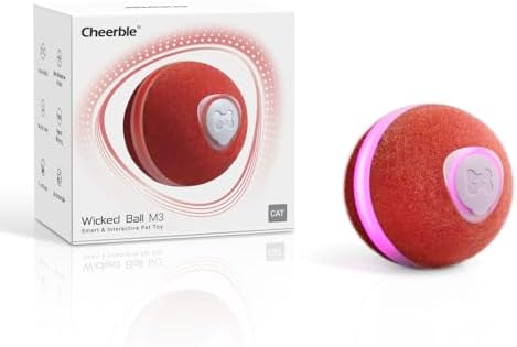 Cheerble Interactive Cat Ball Toy, Wicked Ball M3, Automatic Interactive Cat Toys for Indoor Cats with 3 Modes, Rechargeable Cat Enrichment Toys for Small/Medium/Large Cats to Keep Them Busy