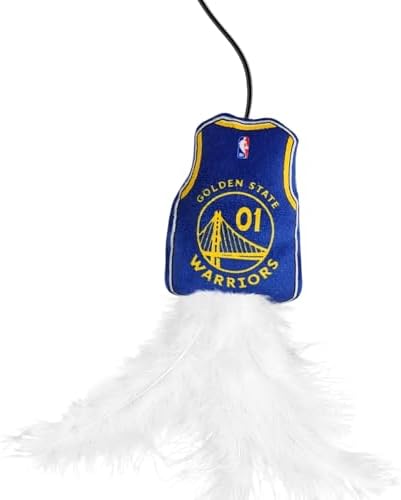 Pets First NBA Golden State Warriors Team Jersey Wand with CAT NIP, Cat Toy Jersey Shaped Plush Teaser Toy for Cats & Kittens - Interactive Pet Toy for Play & Exercise