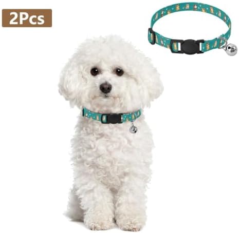 Cartoon Cats Kitten Collar 2 Pack Collars for Puppies Adjustable 10.6 to 17.1 Inches