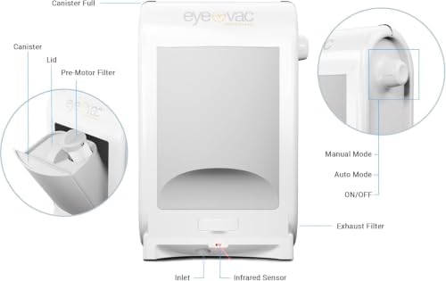 EyeVac Pro & Squeegee Broom Bundle - Touchless Vacuum Automatic Dustpan with Multisurface Broom - Great for Pet Hair, Dirt & Debris, Corded Bagless Canister Vacuum, 1400 Watt (White)