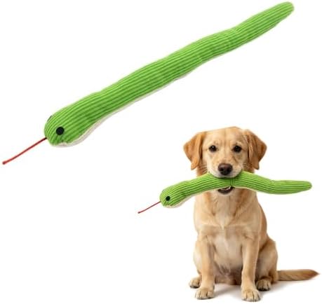Squeaky Snake Dog Toy, Durable Corduroy Interactive Chew Toy for Small Medium Dogs, Soft Plush Teething Toy for Puppy Boredom Relief
