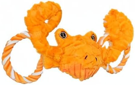 Jolly Pets Tug-A-Mal Crab Squeaky Tug Dog Toy, Small