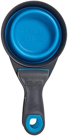 Dexas Pets Collapsible KlipScoop Collapsible Dry Dog Food Scoop and Dog Food Bag Clip, 1 Cup Capacity, Pro Blue (Pack of 2)