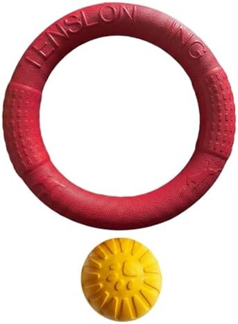 Floating Ring & Ball Combo Set, 2 Pack EVA Water Fetch Toys for Dogs, Durable Chew Tug Toy for Small Medium Large Dogs, Pool Beach Interactive Play (Red, Small)
