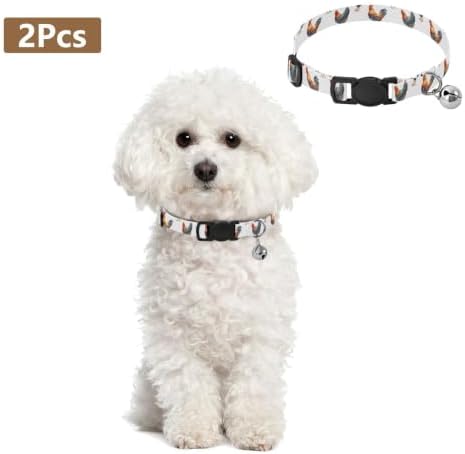 Watercolor Roosters Hens White Metal Bell Included Kitten Collar 2 Pack Lightweight Pet Collar for Cats and Dogs