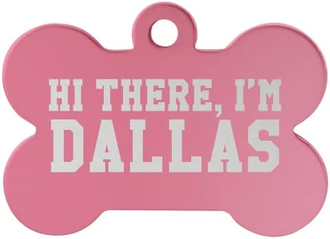 Signature Custom Laser Engraved Anodized Aluminum Pet ID Tags (Pink, Bone 1 1/2" x 1")