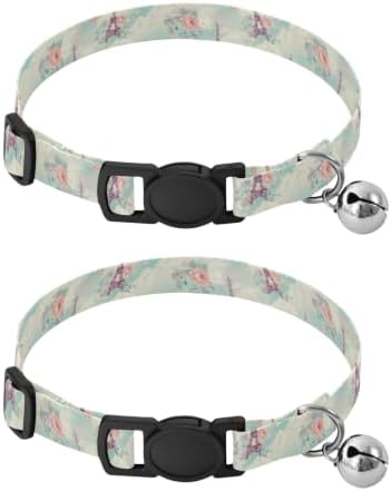 Eiffel Tower Collar for Puppy, 2 Pack Cat Collar with Bell