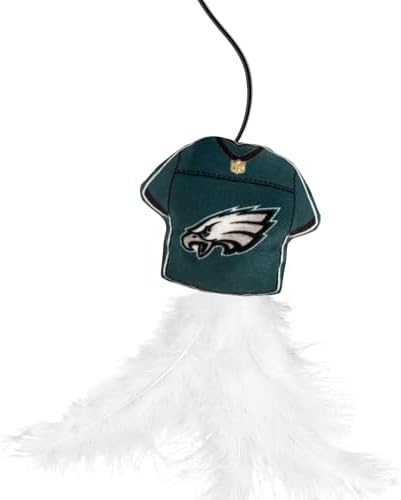 Pets First NFL Philadelphia Eagles Team Jersey Wand with CAT NIP, Cat Toy Jersey Shaped Plush Teaser Toy for Cats & Kittens - Interactive Pet Toy for Play & Exercise