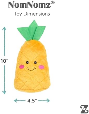 ZippyPaws NomNomz Dog Squeaky Toys to Keep Them Busy - Pineapple