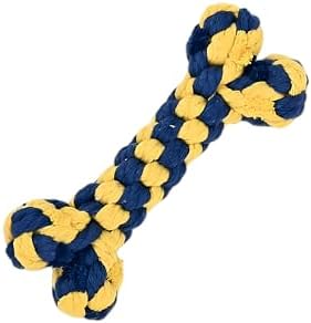 Bone-Shaped Dog Rope Chew Toy, Blue & Yellow
