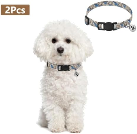 White Tigers Metal Bell Included Cat Collars 2 Pack Collar for Kitten