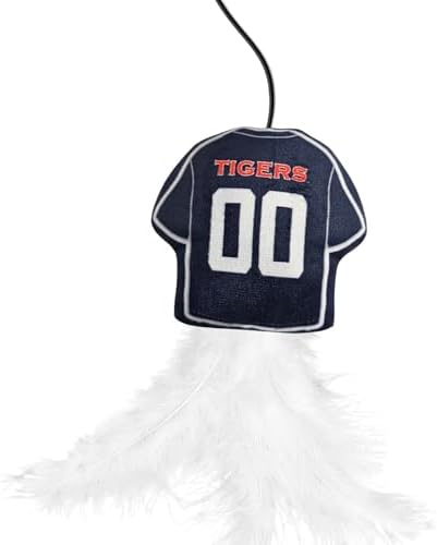 Pets First NCAA Auburn Tigers Team Jersey Wand with CAT NIP, Cat Toy Jersey Shaped Plush Teaser Toy for Cats & Kittens - Interactive Pet Toy for Play & Exercise