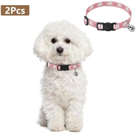 White Swans Collars for Puppies, 2 Pack Decorative Pet Collar with Bell