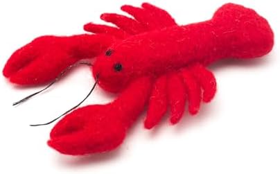 Glaciart One Wool Lobster Cat Toy with Catnip | Interaction & Boredom Relief, Encourages to Exercise, Explore & Play | Filled w/Organic Herbs to Help Sooth or Reduce Anxiety