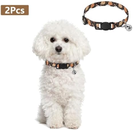 Retro Skulls Flowers Adjustable Buckle Kitten Collar 2 Pack Collar for Cats