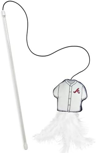 Pets First MLB Atlanta Braves Team Jersey Wand with CAT NIP, Cat Toy Jersey Shaped Plush Teaser Toy for Cats & Kittens - Interactive Pet Toy for Play & Exercise