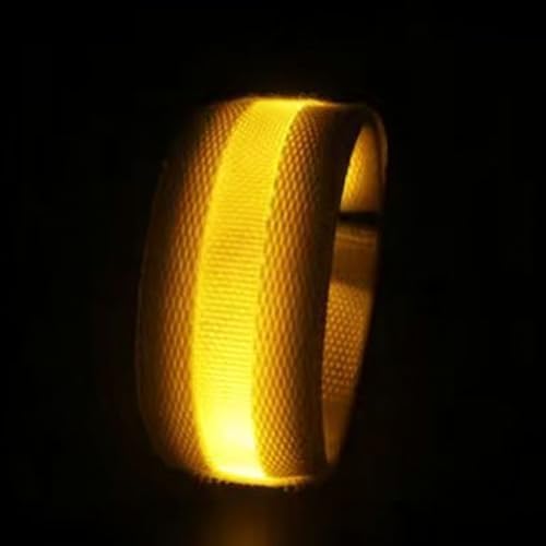 USB Rechargeable LED Pet Leg Bands 8.3×1 Inch, Adjustable 4cm | 3 Light Modes | Halloween Night Dog Walking Safety Glow Straps for Dogs, Cats & Adults 18+ (2-Pack)，Yellow