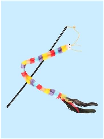 QWINEE Cat Wand Toys, Cat Interactive Toy, Cat Toys for Indoor Cats, Interactive Teaser Toys for Kitten Deep Multicolor One Size