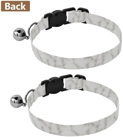 Marble Grey Cat Collar with Bell 2 Pack Pet Collars Adjustable 10.6 to 17.1 Inches