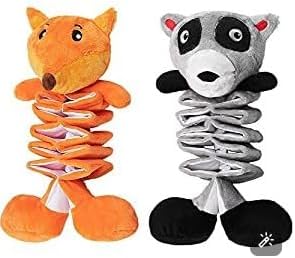 AWOOF Dog Squeaky Toys, No Stuffing Crinkle Plush Dog Toys