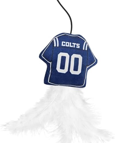 Pets First NFL Indianapolis Colts Team Jersey Wand with CAT NIP, Cat Toy Jersey Shaped Plush Teaser Toy for Cats & Kittens - Interactive Pet Toy for Play & Exercise