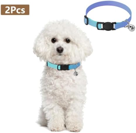Vibrant Green Purple Gradient Adjustable Buckle Kitten Collars 2 Pack Soft Cat Collar