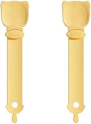 Multifunctional Cat Strip Squeeze Spoon - Cute Cat Head Feeder, 3 Color Strip, Wet Food Dispenser & Treat Spoon (Pet Supplies) (Orange-2PCS)
