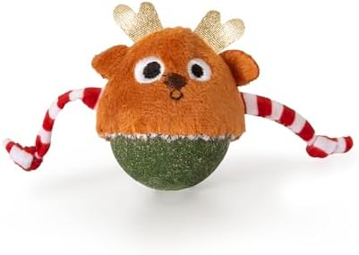 Mad Cat Roll Around Reindeer Catnip Bobbler Soft Plush Cat Toy, Pack of 1