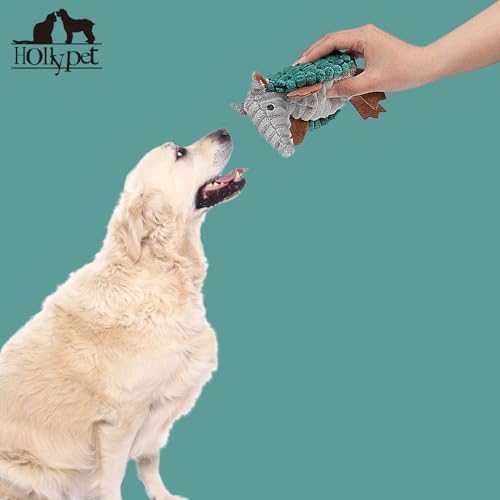 Hollypet Armadillo Squeaky Puppy Dog Toys for Small Medium Dogs, 6"
