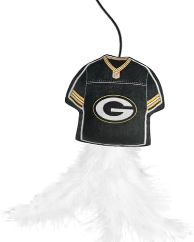 Pets First NFL Green Bay Packers Team Jersey Wand with CAT NIP, Cat Toy Jersey Shaped Plush Teaser Toy for Cats & Kittens - Interactive Pet Toy for Play & Exercise