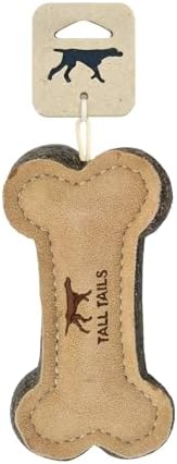 Tall Tails Dog Natural Leather Bone Fetch Toy for Dogs