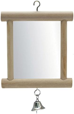 Hypeety Pet Bird Mirror with Bell Interactive Parrot Toy for Small Birds