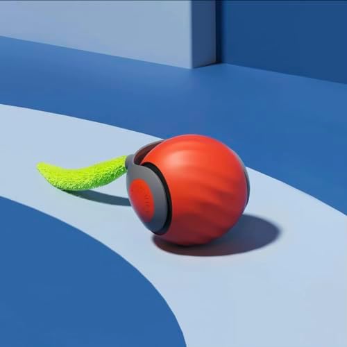 Interactive Automatic Pet Ball Toy for Cats & Small Dogs – USB-C Rechargeable, 3 Tails, 2 Speed Modes for Endless Play (Orange, Small)