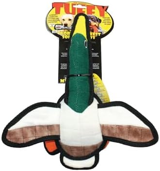TUFFY - World's Tuffest Soft Dog Toy - Barnyard Junior Duck - Squeakers - Multiple Layers. Made Durable, Strong & Tough. Interactive Play (Tug, Toss & Fetch). Machine Washable & Floats
