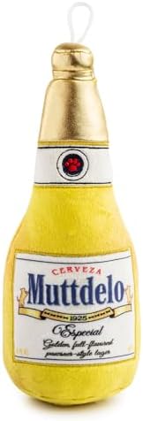 Haute Diggity Dog Muttdelo Beer Bottle Plush Dog Toy, Drink Parody Chew Toy