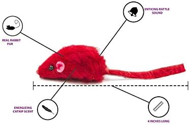 20 Rainbow Mice with Catnip and Rattle Sound Made of Real Rabbit Fur Interactive Catch Play Mouse Toy for Cat, Pack of 20 Mice