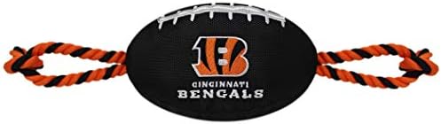 Pets First NFL Cincinnati Bengals Dental Dog TUG Toy with Squeaker. Tough PET Toy for Healthy Fun, Teething, & Cleaning Pet's Teeth & Gum, Team Color
