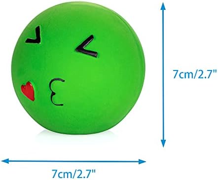 CHIWAVA 3PCS 2.7'' Latex Squeaky Dog Toy Smiley Face Balls for Medium Dogs