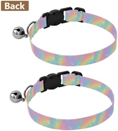 Pastel Rainbow Gradients Collar with Bell for Dog Puppy 2 Pack Kitten Collars Adjustable 10.6 to 17.1 Inches