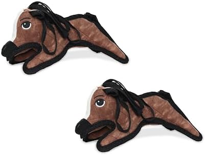 TUFFY® : 2 Pack Pony Dog Toy: Ultra Durable Plush Toy with Multiple Layers & Reinforced Seams, Washable and Floats, Original Construction