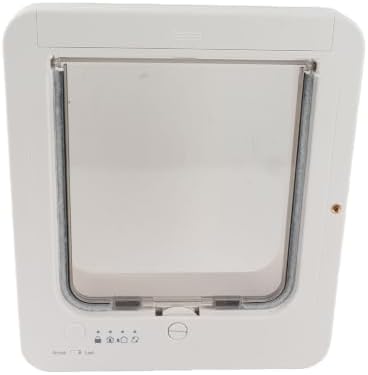 Tangxi Automatic Microchip Cat Door | Weatherproof Electronic Pet Door with 210mAh Battery for Home Entry Exit (White + Remote Control)