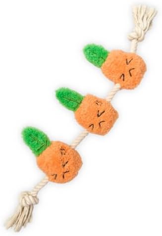 Orange Carrot Dog Rope Toy, Squeaky Plush Tug for Small Medium Dogs
