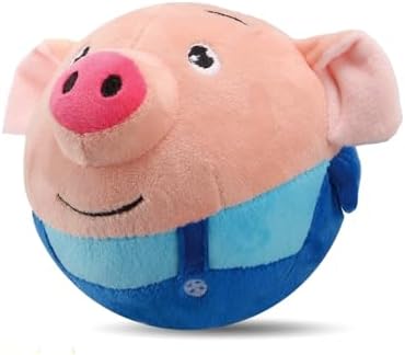 Interactive Dog Toys, 2025 New Active Moving Pet Plush Toy, Rechargeable Squeaky Dog Ball Toy with Talking Sound, Washable Cartoon Pig Plush Toy for Dogs Puppies (Blue)