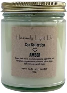 Amber Scented Candle - Luxury Spa Collection | 9 oz Soy Wax | 45+ Hour Burn Time | Non-Toxic Aromatherapy Candle for Home Relaxation