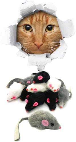 5Pcs Gray Fur Rattle Mouse Cat, Interactive Pet Play Mice, Animal for Cats, Pet Supplies