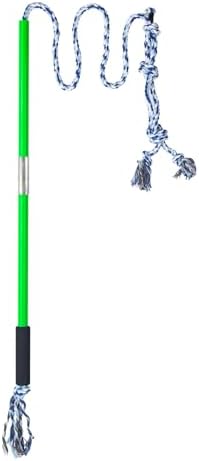 Interactive Flirt Pole Toy for Dogs Chase and Tug of War,Durable Teaser Wand with Pet Fleece Rope Tether Lure Toy to Outdoor Exercise & Training for Small Medium Large Dogs (Blue White)