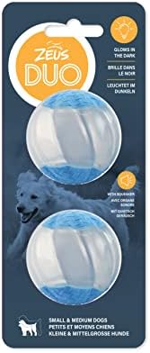 ZEUS Duo Balls with Glow in The Dark & Squeaker Interactive Dog Toys, Small