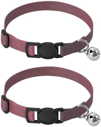 Black Red Gradient Soft Polyester Pet Collar, 2 Pack Cat Bell Collar