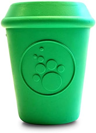 SodaPup Coffee Cup – Durable Dog Treat Dispenser & Chew Toy Made in USA from Non-Toxic, Pet Safe, Food Safe Natural Rubber Material for Mental Stimulation, Problem Chewing, Calming Nerves, & More